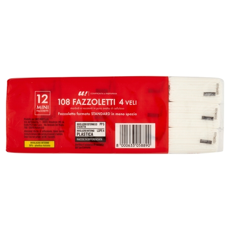 12 Mini Pacchetti di Fazzoletti 4 Veli U! Confronta e Risparmia